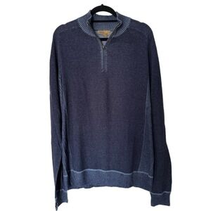 Pronto Uomo Sweater Men XL Extra Large Navy Blue 1/4 Zip Mock Neck Acrylic Blend